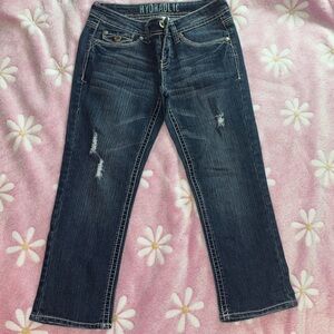 Hydraulic jeans dark washed distressed blue jeans